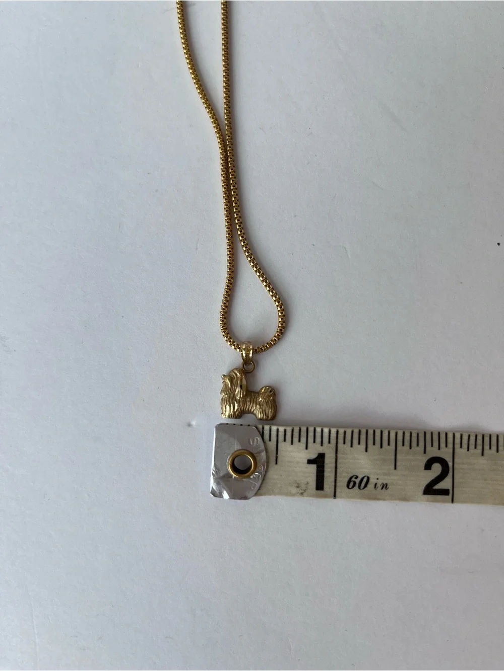 14kt Gold Shih Tzu Puppy Dog Charm on a 14kt Gold Necklace Chain